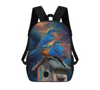 sinyumoney 3D Printed 17inch Bluebirds on Birdhouse Children's School Bags Rucksacks High Capacity Travel Kids School Bag Fashion Book Bags Boy Girl Back Pack