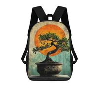 sinyumoney 3D Printed 17inch Bonsai Tree with Sunset Children's School Bags Rucksacks High Capacity Travel Kids School Bag Fashion Book Bags Boy Girl Back Pack