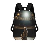sinyumoney 3D Printed 17inch Cat on Stage Children's School Bags Rucksacks High Capacity Travel Kids School Bag Fashion Book Bags Boy Girl Back Pack