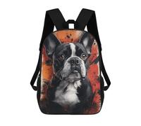 sinyumoney 3D Printed 17inch Children's Backpacks Bold Boston Terrier Art Print Book Bags Boy Girl Kids School Bag School Backpack With Big Pockets for Kids School