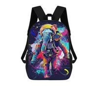 sinyumoney 3D Printed 17inch Children's Backpacks Colorful Elephant Astronaut Art Print Book Bags Boy Girl Kids School Bag School Backpack With Big Pockets for Kids School