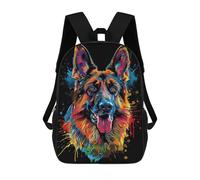 sinyumoney 3D Printed 17inch Children's Backpacks Colorful German Shepherd Art Print-3 Book Bags Boy Girl Kids School Bag School Backpack With Big Pockets for Kids School