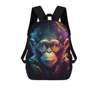 sinyumoney 3D Printed 17inch Children's Backpacks Colorful Monkey Art Print-2 Book Bags Boy Girl Kids School Bag School Backpack With Big Pockets for Kids School