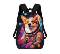 sinyumoney 3D Printed 17inch Children's Backpacks Corgi Astronaut in Space -21 Book Bags Boy Girl Kids School Bag School Backpack With Big Pockets for Kids School