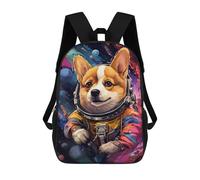 sinyumoney 3D Printed 17inch Children's Backpacks Corgi Astronaut in Space -7 Book Bags Boy Girl Kids School Bag School Backpack With Big Pockets for Kids School