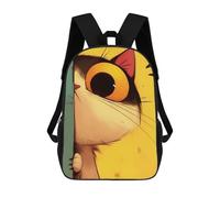 sinyumoney 3D Printed 17inch Children's Backpacks Curious Cat Peeking Book Bags Boy Girl Kids School Bag School Backpack With Big Pockets for Kids School