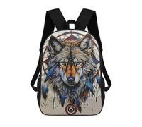 sinyumoney 3D Printed 17inch Children's Backpacks Dream Catcher Wolf Book Bags Boy Girl Kids School Bag School Backpack With Big Pockets for Kids School