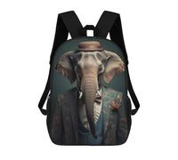 sinyumoney 3D Printed 17inch Children's Backpacks Elephant in Boho Suit Book Bags Boy Girl Kids School Bag School Backpack With Big Pockets for Kids School