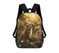 sinyumoney 3D Printed 17inch Children's Backpacks Fox Cubs Enchanted Forest Book Bags Boy Girl Kids School Bag School Backpack With Big Pockets for Kids School