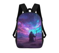 sinyumoney 3D Printed 17inch Children's Backpacks Galactic Wizard's Journey Book Bags Boy Girl Kids School Bag School Backpack With Big Pockets for Kids School