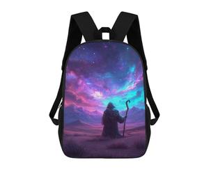 sinyumoney 3D Printed 17inch Children's Backpacks Galactic Wizard's Journey Book Bags Boy Girl Kids School Bag School Backpack With Big Pockets for Kids School