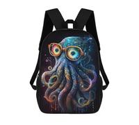 sinyumoney 3D Printed 17inch Children's Backpacks Glowing Octopus with Glasses Book Bags Boy Girl Kids School Bag School Backpack With Big Pockets for Kids School