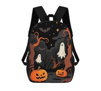 sinyumoney 3D Printed 17inch Children's Backpacks Halloween Night Scene with Pumpkins And Ghosts Book Bags Boy Girl Kids School Bag School Backpack With Big Pockets for Kids School