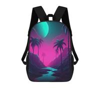 sinyumoney 3D Printed 17inch Children's Backpacks Intense Synthwave Dreams Book Bags Boy Girl Kids School Bag School Backpack With Big Pockets for Kids School