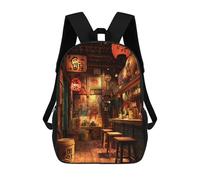 sinyumoney 3D Printed 17inch Children's Backpacks Japanese Bar Interior Decor Ideas Book Bags Boy Girl Kids School Bag School Backpack With Big Pockets for Kids School