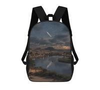 sinyumoney 3D Printed 17inch Children's Backpacks Meteor Shower Over Desert Oasis Book Bags Boy Girl Kids School Bag School Backpack With Big Pockets for Kids School