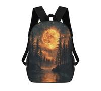 sinyumoney 3D Printed 17inch Children's Backpacks Moonlit Forest Reflections Book Bags Boy Girl Kids School Bag School Backpack With Big Pockets for Kids School