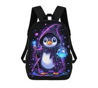 sinyumoney 3D Printed 17inch Children's Backpacks Penguin Bubble Wizard Book Bags Boy Girl Kids School Bag School Backpack With Big Pockets for Kids School