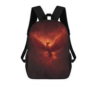 sinyumoney 3D Printed 17inch Children's Backpacks Phoenix Rising Firebird Artwork Book Bags Boy Girl Kids School Bag School Backpack With Big Pockets for Kids School