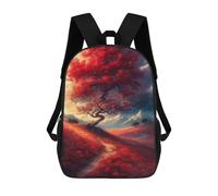 sinyumoney 3D Printed 17inch Children's Backpacks Red Maple Fantasy Landscape Book Bags Boy Girl Kids School Bag School Backpack With Big Pockets for Kids School