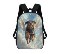 sinyumoney 3D Printed 17inch Children's Backpacks Rottweiler with Angel Wings A Tribute to Strength And Love Book Bags Boy Girl Kids School Bag School Backpack With Big Pockets for Kids School