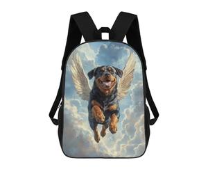 sinyumoney 3D Printed 17inch Children's Backpacks Rottweiler with Angel Wings A Tribute to Strength And Love Book Bags Boy Girl Kids School Bag School Backpack With Big Pockets for Kids School