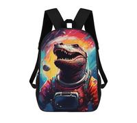 sinyumoney 3D Printed 17inch Children's Backpacks Space Dinosaur Astronaut Artwork Book Bags Boy Girl Kids School Bag School Backpack With Big Pockets for Kids School