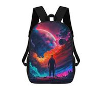 sinyumoney 3D Printed 17inch Children's Backpacks Space Explorer Fantasy Artwork Book Bags Boy Girl Kids School Bag School Backpack With Big Pockets for Kids School