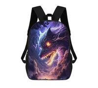 sinyumoney 3D Printed 17inch Children's Backpacks Thunder Dragon Artwork Book Bags Boy Girl Kids School Bag School Backpack With Big Pockets for Kids School