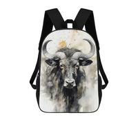 sinyumoney 3D Printed 17inch Children's Backpacks Wildebeest Beauty Art Book Bags Boy Girl Kids School Bag School Backpack With Big Pockets for Kids School