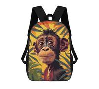 sinyumoney 3D Printed 17inch Chimpanzees And Palm Trees Children's School Bags Rucksacks High Capacity Travel Kids School Bag Fashion Book Bags Boy Girl Back Pack
