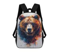 sinyumoney 3D Printed 17inch Colorful Bear Portrait Art Print Children's School Bags Rucksacks High Capacity Travel Kids School Bag Fashion Book Bags Boy Girl Back Pack