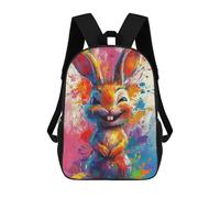 sinyumoney 3D Printed 17inch Colorful Bunny Painting Artwork Children's School Bags Rucksacks High Capacity Travel Kids School Bag Fashion Book Bags Boy Girl Back Pack