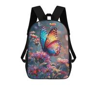 sinyumoney 3D Printed 17inch Colorful Butterfly Garden-3 Children's School Bags Rucksacks High Capacity Travel Kids School Bag Fashion Book Bags Boy Girl Back Pack