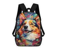 sinyumoney 3D Printed 17inch Colorful Corgi Art Print-4 Children's School Bags Rucksacks High Capacity Travel Kids School Bag Fashion Book Bags Boy Girl Back Pack