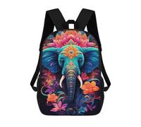 sinyumoney 3D Printed 17inch Colorful Elephant Artwork Children's School Bags Rucksacks High Capacity Travel Kids School Bag Fashion Book Bags Boy Girl Back Pack