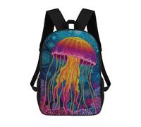 sinyumoney 3D Printed 17inch Colorful Jellyfish Art Print-1 Children's School Bags Rucksacks High Capacity Travel Kids School Bag Fashion Book Bags Boy Girl Back Pack