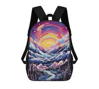sinyumoney 3D Printed 17inch Colorful Mountain Sunset Landscape Children's School Bags Rucksacks High Capacity Travel Kids School Bag Fashion Book Bags Boy Girl Back Pack