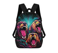 sinyumoney 3D Printed 17inch Colorful Roaring Bears Art Print Children's School Bags Rucksacks High Capacity Travel Kids School Bag Fashion Book Bags Boy Girl Back Pack