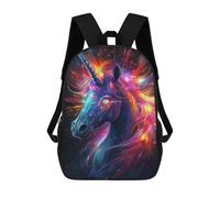 sinyumoney 3D Printed 17inch Colorful Unicorn Art Print-2 Children's School Bags Rucksacks High Capacity Travel Kids School Bag Fashion Book Bags Boy Girl Back Pack