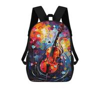 sinyumoney 3D Printed 17inch Colorful Violin Art Print Children's School Bags Rucksacks High Capacity Travel Kids School Bag Fashion Book Bags Boy Girl Back Pack