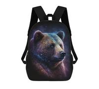 sinyumoney 3D Printed 17inch Cosmic Bear Portrait Art Print Children's School Bags Rucksacks High Capacity Travel Kids School Bag Fashion Book Bags Boy Girl Back Pack
