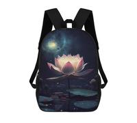 sinyumoney 3D Printed 17inch Cosmic Lotus Flower Pond Children's School Bags Rucksacks High Capacity Travel Kids School Bag Fashion Book Bags Boy Girl Back Pack