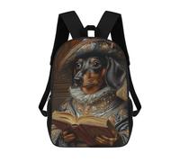 sinyumoney 3D Printed 17inch Dachshund in Royal Attire Regal Dachshund in Renaissance Attire Children's School Bags Rucksacks High Capacity Travel Kids School Bag Fashion Book Bags Boy Girl Back Pack