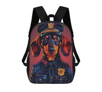 sinyumoney 3D Printed 17inch Dachshund Police Officer Children's School Bags Rucksacks High Capacity Travel Kids School Bag Fashion Book Bags Boy Girl Back Pack