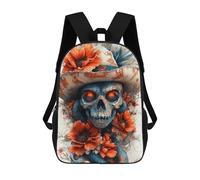sinyumoney 3D Printed 17inch Day of The Dead Snake Art Print Children's School Bags Rucksacks High Capacity Travel Kids School Bag Fashion Book Bags Boy Girl Back Pack
