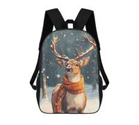 sinyumoney 3D Printed 17inch Deer in Winter Wonderland Children's School Bags Rucksacks High Capacity Travel Kids School Bag Fashion Book Bags Boy Girl Back Pack