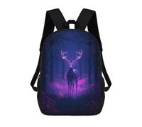 sinyumoney 3D Printed 17inch Deer Neon Light Forest Children's School Bags Rucksacks High Capacity Travel Kids School Bag Fashion Book Bags Boy Girl Back Pack