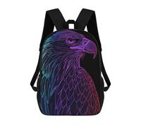 sinyumoney 3D Printed 17inch Eagle Bird Neon Animal Children's School Bags Rucksacks High Capacity Travel Kids School Bag Fashion Book Bags Boy Girl Back Pack