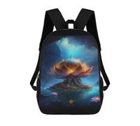 sinyumoney 3D Printed 17inch Enchanted Lotus Pond-9 Children's School Bags Rucksacks High Capacity Travel Kids School Bag Fashion Book Bags Boy Girl Back Pack
